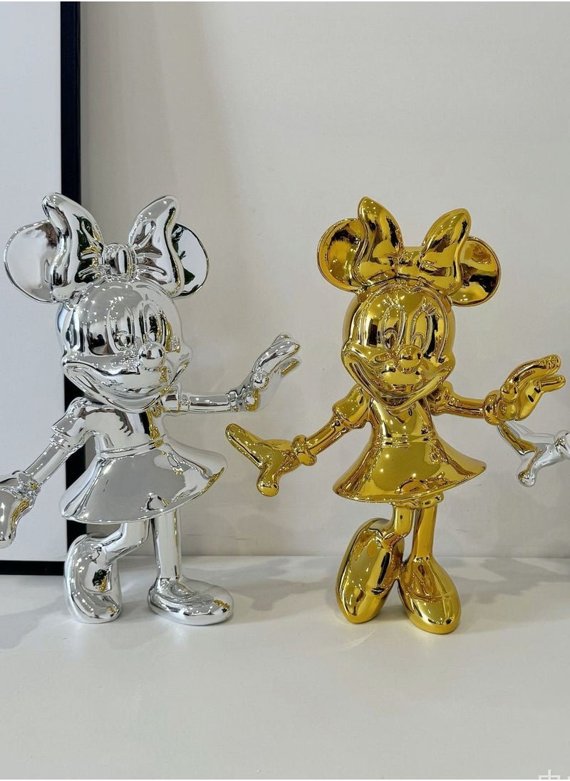 Creative Light Luxury Mickey & Minnie Mouse Doll Decorations - Trendy Cartoon Ornaments for Living Room, Children's Room, and Storefront Displays