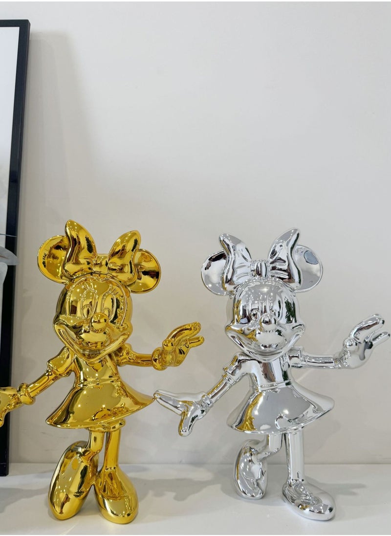 Creative Light Luxury Mickey & Minnie Mouse Doll Decorations - Trendy Cartoon Ornaments for Living Room, Children's Room, and Storefront Displays