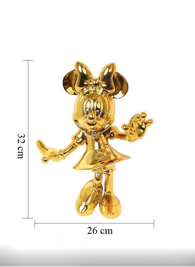 Creative Light Luxury Mickey & Minnie Mouse Doll Decorations - Trendy Cartoon Ornaments for Living Room, Children's Room, and Storefront Displays