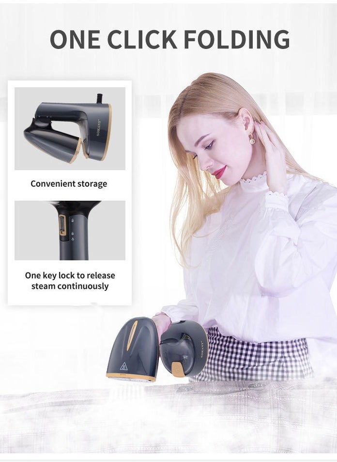 SOKANY3065 Handheld Garment Steamer, Foldable Travel Steamer with 1470W High Power, Quick 30-Second Steam Output, 7-Nozzle Spray, 120ML Water Tank, Compact for Clothes Ironing, Portable for Home and Travel