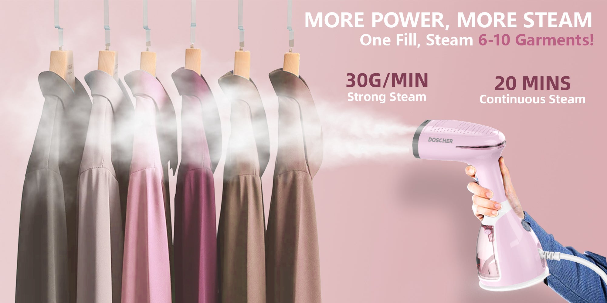 Garment Steamer Iron,High-Power Handheld Garment Steamer Clothes Steamer Portable Steam Iron 30s Fast Heat-up Ironing Wrinkle Remover -1500W 280ML