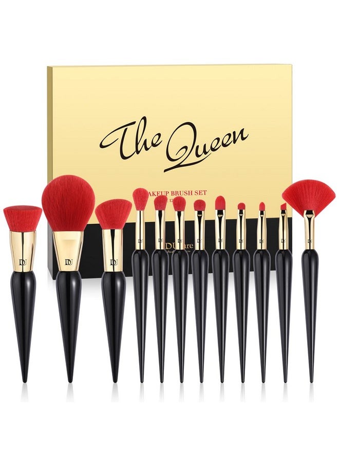 Makeup Brushes 12Pcs The Queen Seris Makeup Brush Set Premium Gifts Kabuki Foundation Blending Face Powder Blush Concealers Eye Shadows Brushes