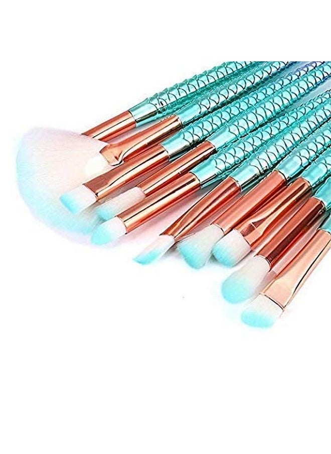 Funfunman Makeup Brushes 11Pcs Make Up Foundation Eyebrow Eyeliner Blush Cosmetic Concealer Brushes(Mermaid Colorful)