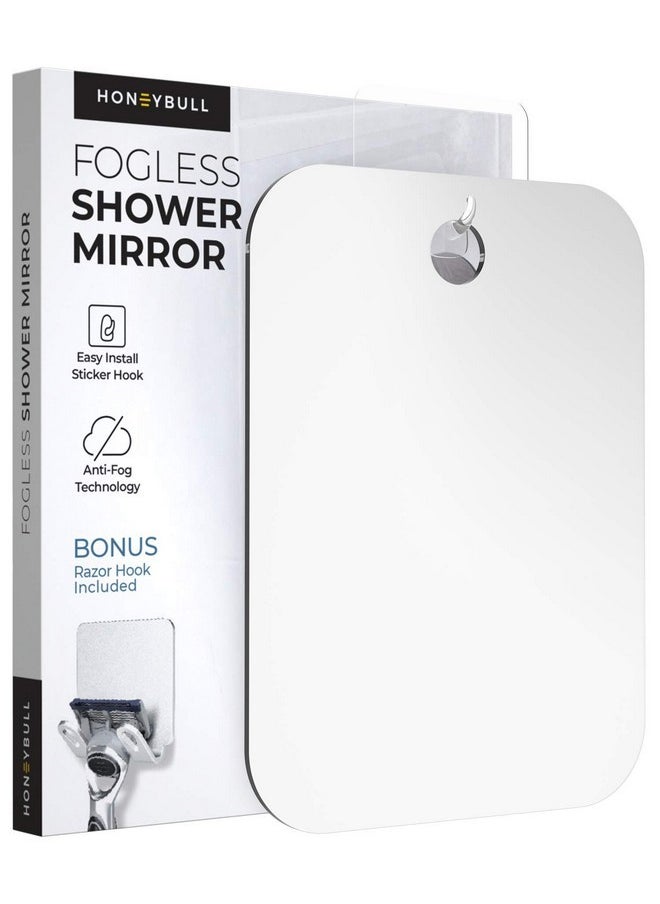 Shower Mirror Fogless For Shaving - Flat Anti Fog Mirror With Razor Holder For Shower, Mirrors, Shower Accessories, Bathroom Mirror & Accessories, Holds Razors For Men (Large 8X10In)