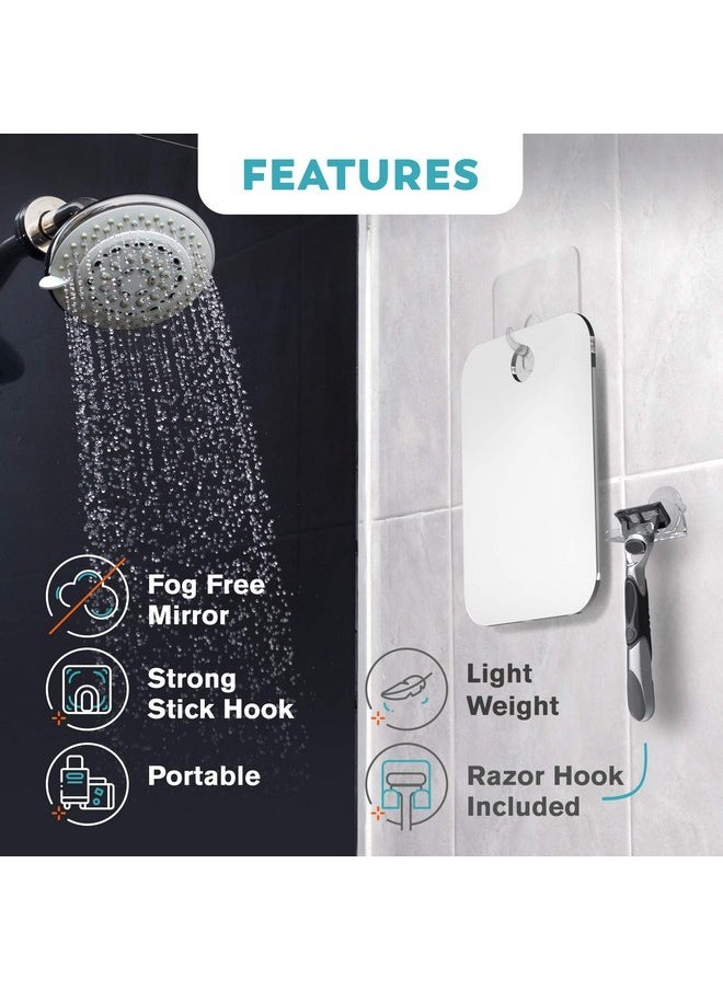 Shower Mirror Fogless For Shaving - Flat Anti Fog Mirror With Razor Holder For Shower, Mirrors, Shower Accessories, Bathroom Mirror & Accessories, Holds Razors For Men (Large 8X10In)