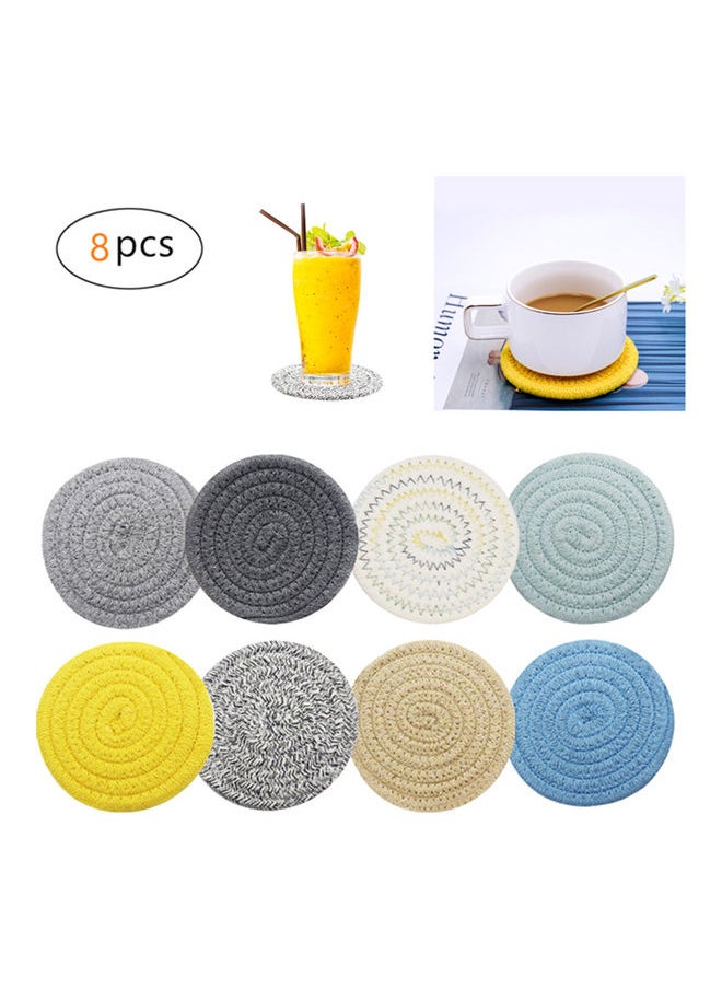 8-Piece Thread Weave Cup Coaster Set Multicolour