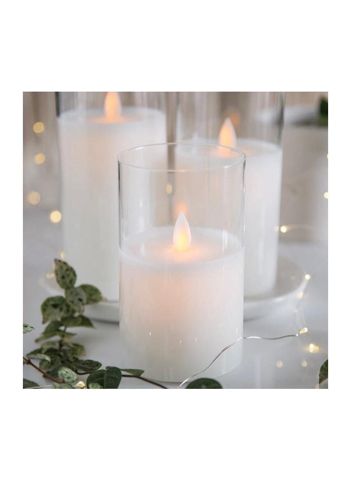 Flameless LED Candles with glass jar and soft glowing light set of 3 warm white batteries operated