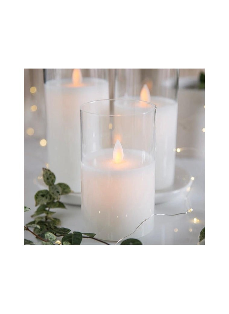 Flameless LED Candles with glass jar and soft glowing light set of 3 warm white batteries operated