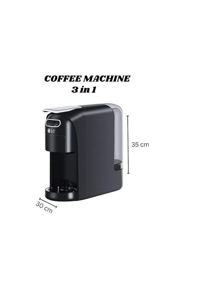 3 in 1 Multifunction Capsule Coffee Machine – 1400W Coffee Maker with 700ML Detachable Water Tank,Strong & Powerful Capsule Coffee Machine, Auto Shut Off | DLC-CM7321 (Black)