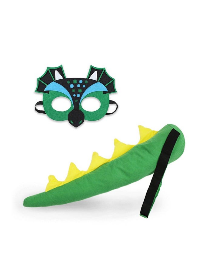 Dinosaur Costume Dinosaur Tail And Mask Set For Kids, Dragon Mask And Tail As Toddler Dress-Up Dinosaur For Party