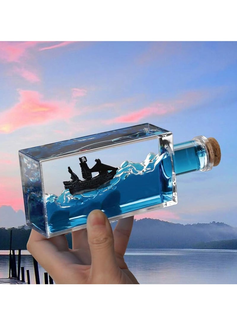 Cruise Ship Fluid Drift Bottle, Unsinkable Boat in a Box, Titanic Cruise Ship Model Liquid Wave Cruise Ship Decoration, Cruise Ship That No Longer Sinks Toy, for Car Display Cases and Gifts