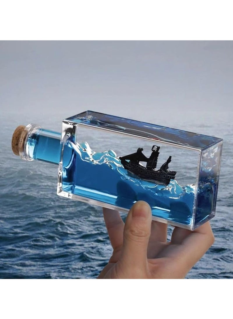 Cruise Ship Fluid Drift Bottle, Unsinkable Boat in a Box, Titanic Cruise Ship Model Liquid Wave Cruise Ship Decoration, Cruise Ship That No Longer Sinks Toy, for Car Display Cases and Gifts