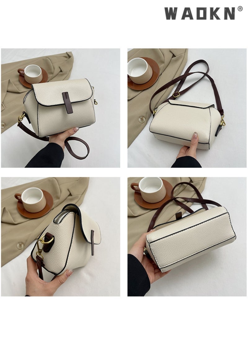 Women's New Fashion Bags Soft Leather Simple Classic Crossbody Bag Double Layer Compartment Magnetic Closure Handbag Shell Bag for Ladies Fashion Purses Multi Pockets Everyday Purse and Handbags