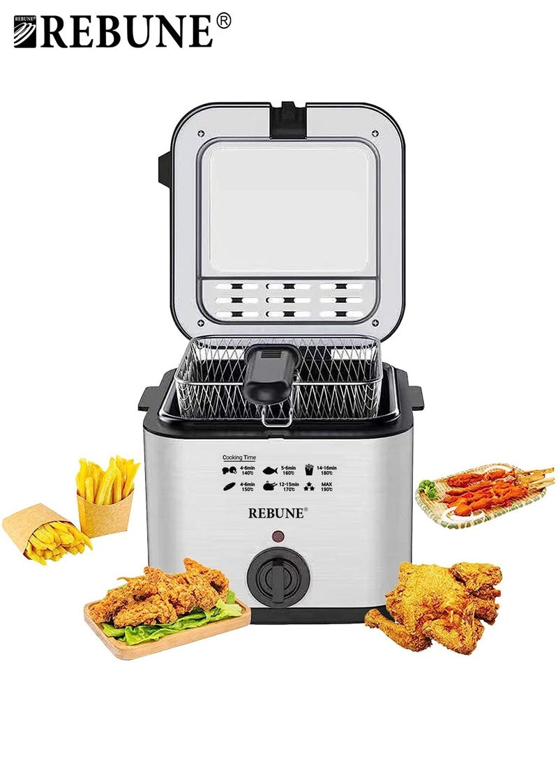 1800W Electric Deep Fryer 2.5L Tank Deep Fat Fryer 2.5 L 1800 W RE-11-048 Silver/Black