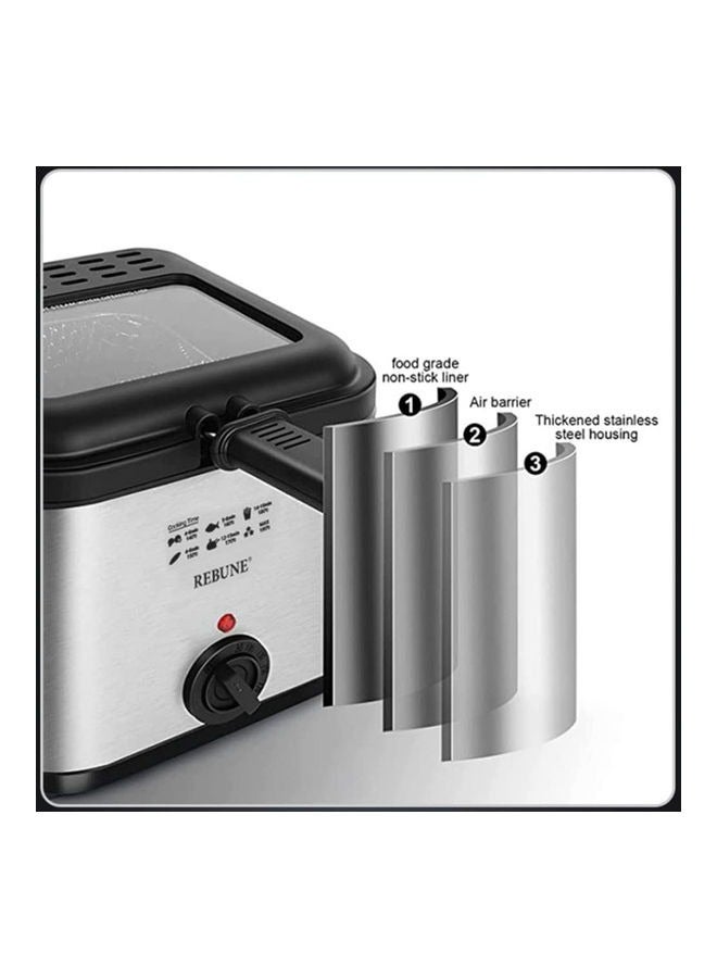 1800W Electric Deep Fryer 2.5L Tank Deep Fat Fryer 2.5 L 1800 W RE-11-048 Silver/Black