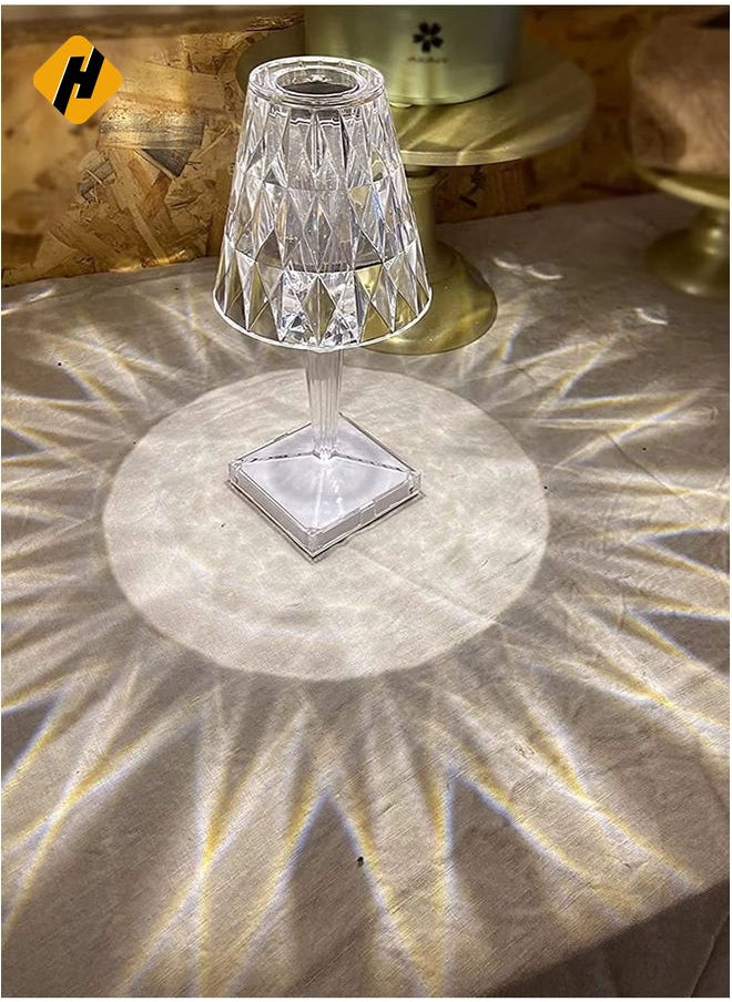 Crystal Table Lamp, LED Night Light Bedside Lamp with USB Charging Port,Acrylic Touch Control Crystal LampDecoration Desk Nightstand Lamps,Decorative Lamp for Living Room Bedroom