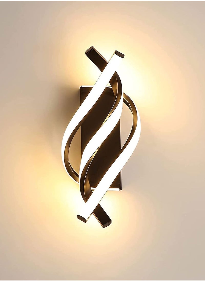 LED Wall Sconce Lighting Spiral Wall Lights Indoor Contemporary Applique Murale Interieur Decor Bedside Lamps Simple Stylish Fixture for Stairs Living Room Aisle Hallway(Black,3000K)