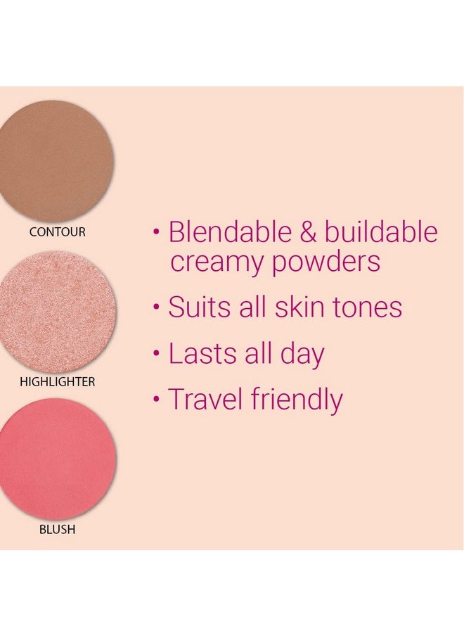 Must Have Glam Makeover Face Palette With Blush Contour And Highlighter For Face Makeup | Face & Cheeks Blusher Palette | Lightweight & Long Lasting | Highly Pigmented Matte Finish Shades | Halal Certified & Vegan Makeup - 12G