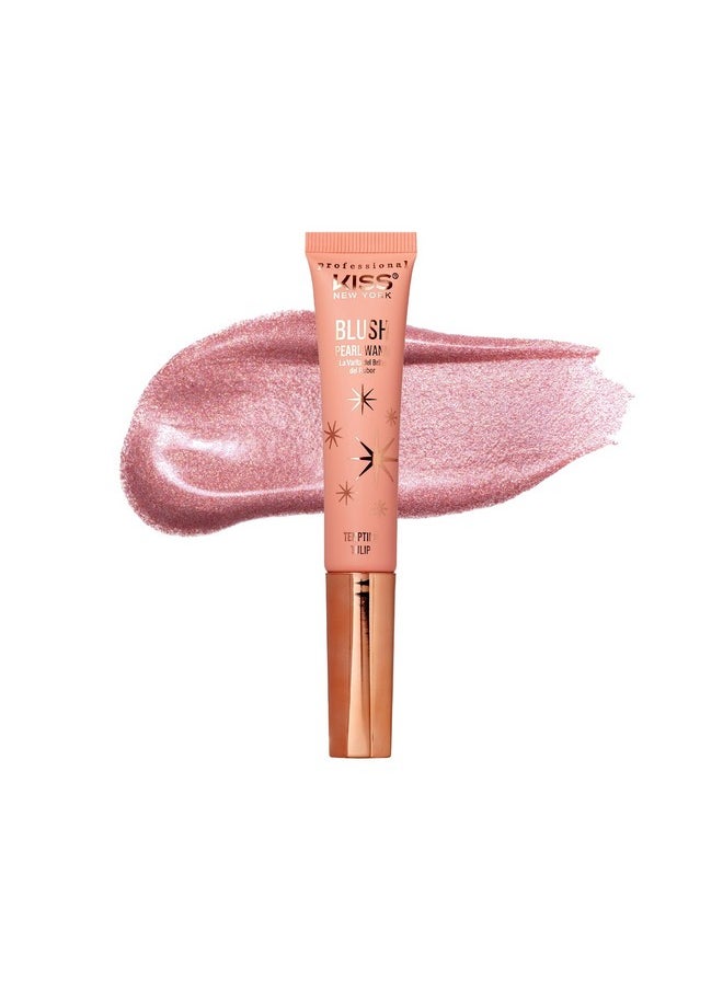 Professional Pearl Liquid Blush Beauty Wand, High Pigment Glow For Cheek, Eye & Lip, Non-Greasy Hydration Lightweight With Sponge-Tip Applicator (Tempting Tulip)