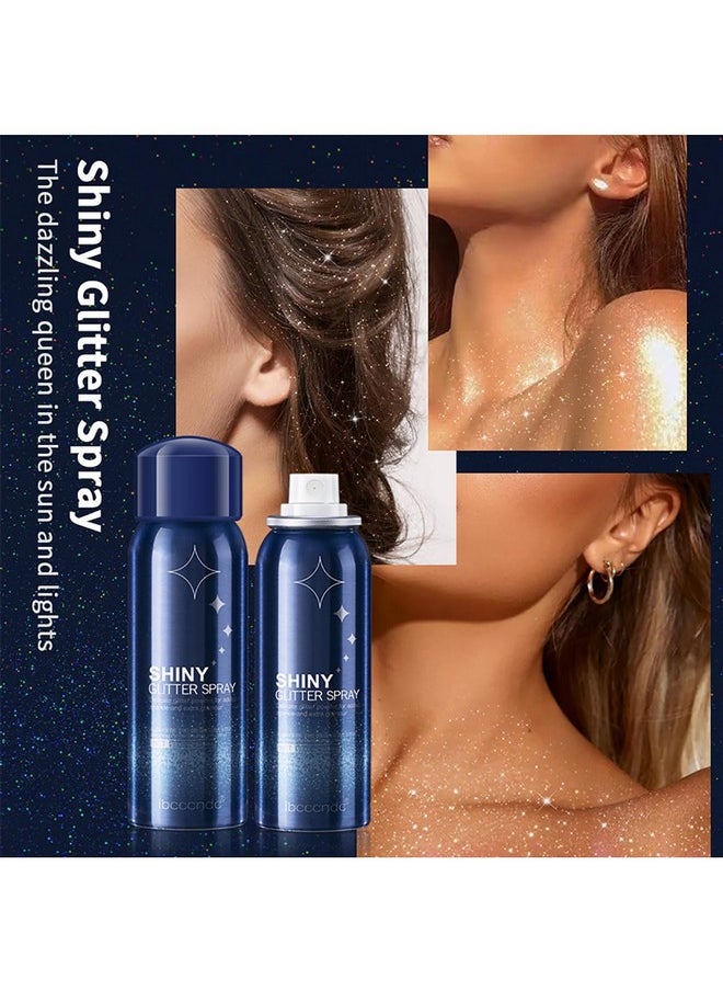 2 Pack Body Glitter Spray, Perfect Body Glitter For Music Festival Stage Makeup And Festival Rave Highlighter Makeup.