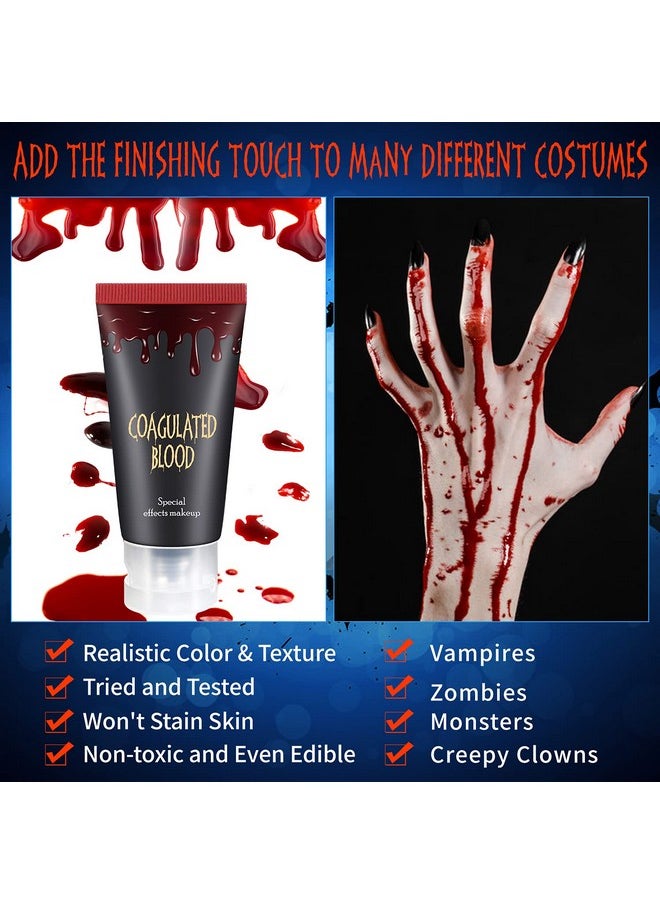 De'Lanci Edible Fake Blood Gel, Realistic Sfx Fake Blood Makeup Kit, Washable Fake Blood For Clothes Mouth Eyes, Special Effects Makeup Kit For Vampire Zombie Halloween Fake Blood Makeup- 60G(2.12 Oz)