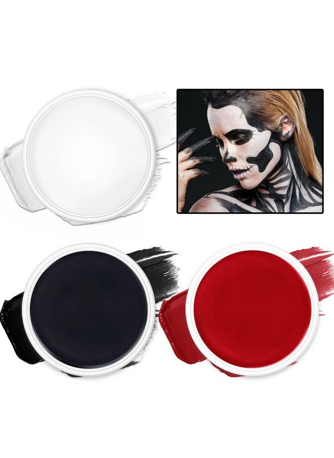 Black White Red Face Body Paint Makeup Palette Oil Based Cream Face And Body Paint Halloween Face Painting Makeup Kit For Clown Zombie Vampire Adults Costume