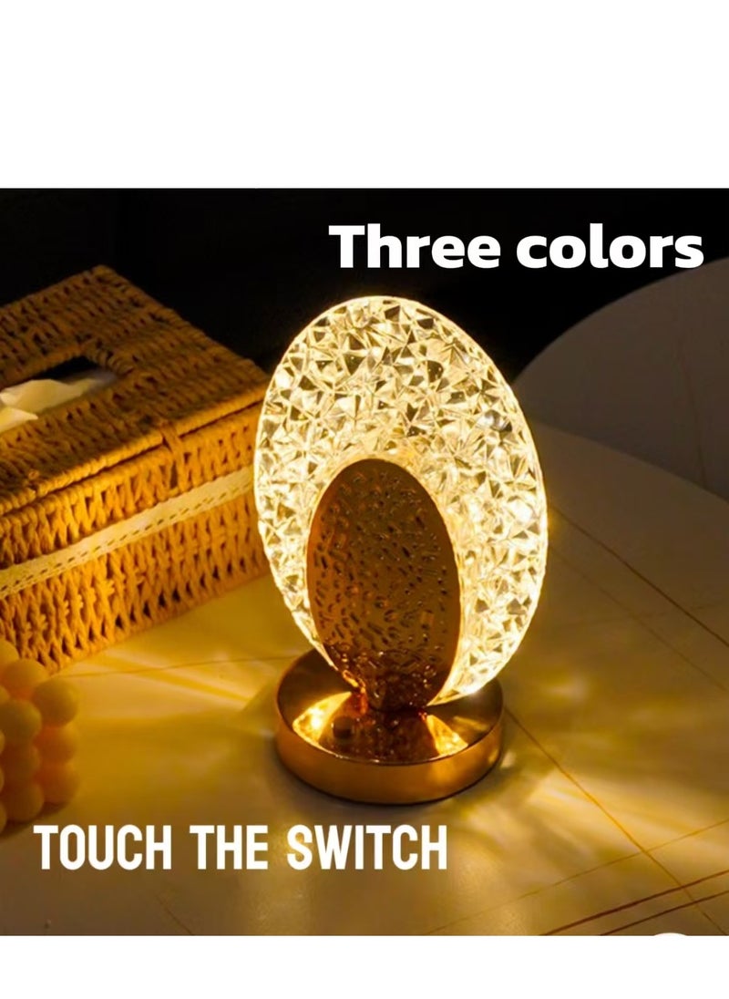Shell-shaped table lamp, three-color touch lamp, high-end light luxury table lamp, bedroom and living room can be used
