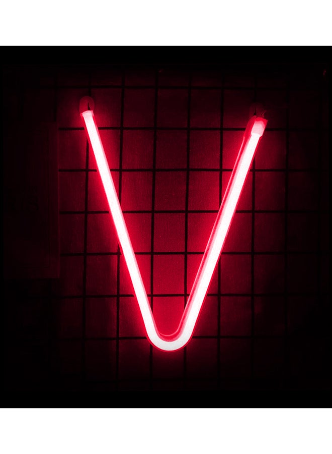 V Letter LED Neon Flex  Light White 24x30cm