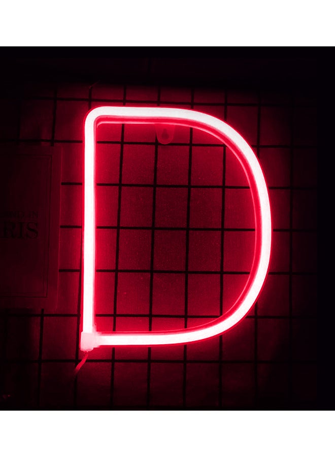 LED Neon Flex Letter D Light Red 30x19cm