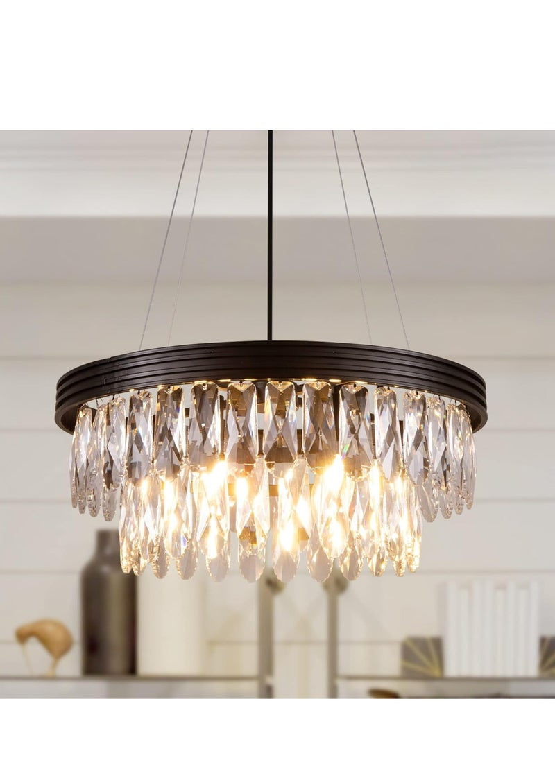 Tambur Polygon Crystal Chandelier, 4-Light Modern Crystal Chandelier Lighting Fixture for Living Room, Dining Room, Bedroom, Kitchen, Store, Lobby, Corridor, Entryway