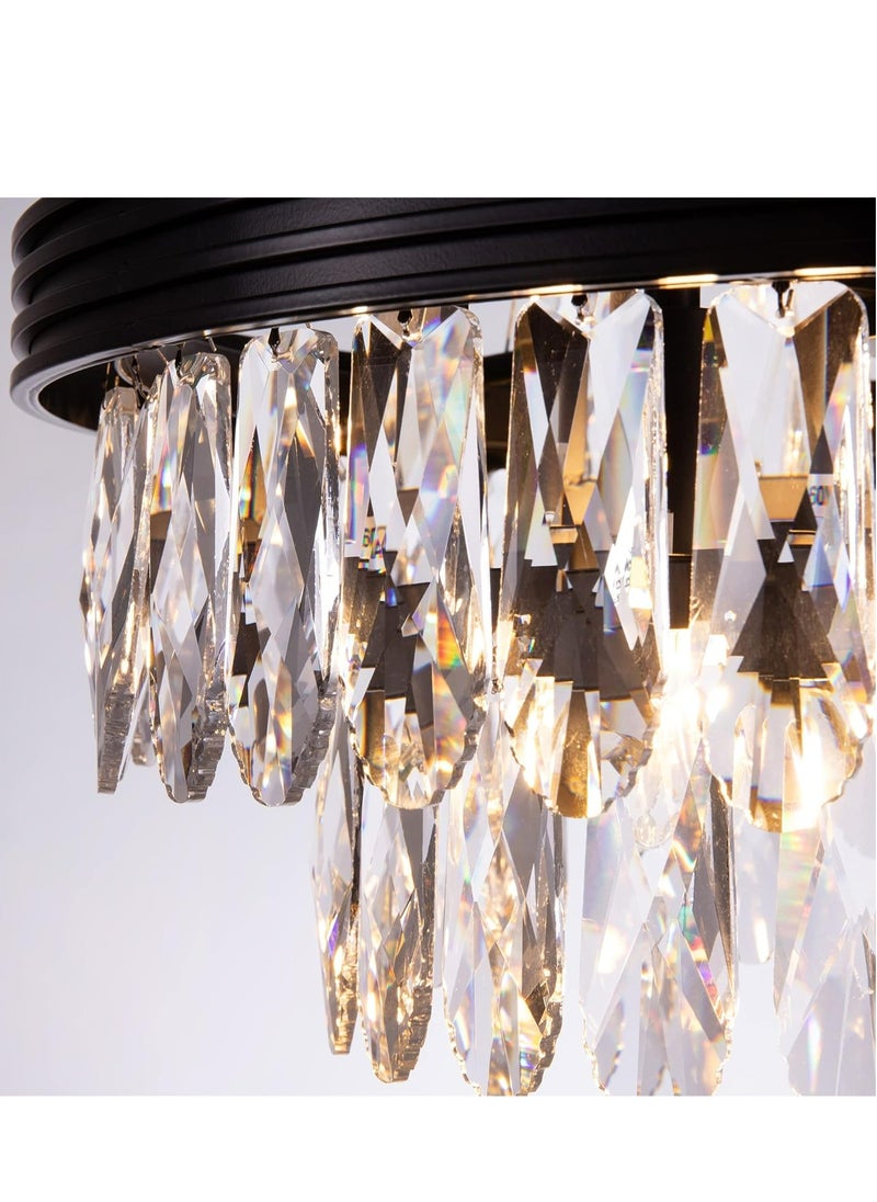 Tambur Polygon Crystal Chandelier, 4-Light Modern Crystal Chandelier Lighting Fixture for Living Room, Dining Room, Bedroom, Kitchen, Store, Lobby, Corridor, Entryway