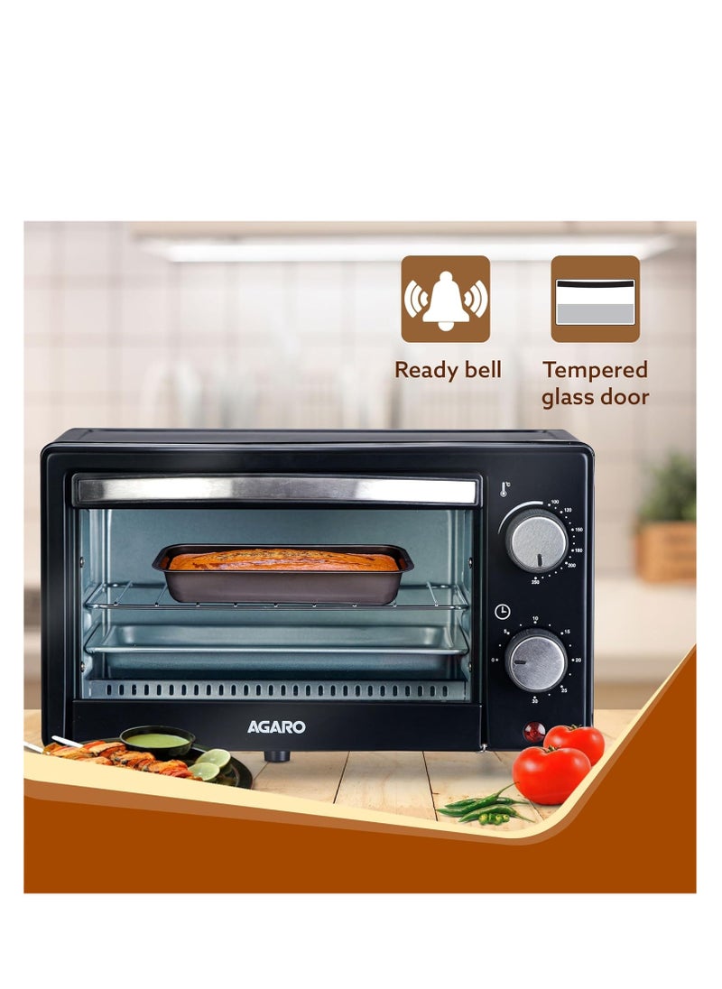 AGARO Marvel 9L Oven Toaster Griller, Cake Baking, Grilling, Toasting, OTG, 800 Watts, (Black).