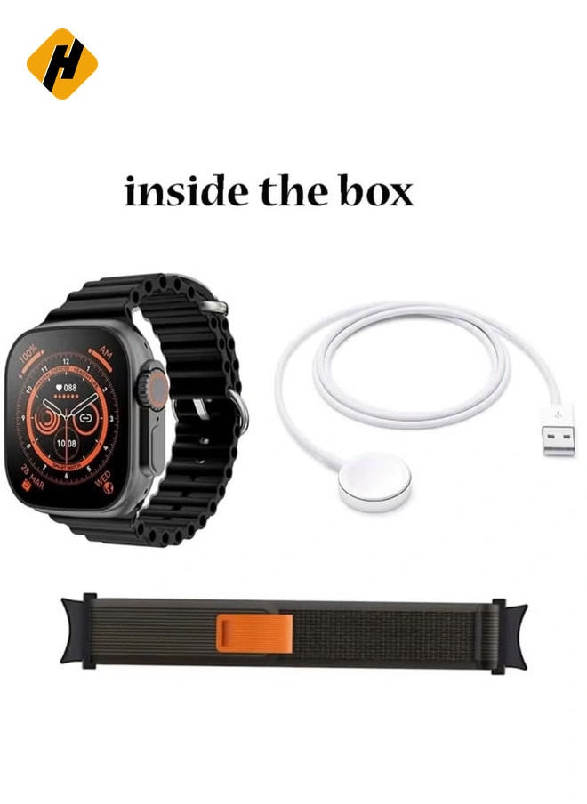 HK 11 Ultra 49mm Smart Watch with Full Touch AMOLED Display, 2 Straps & Wireless Charger - Compatible with Android & iOS