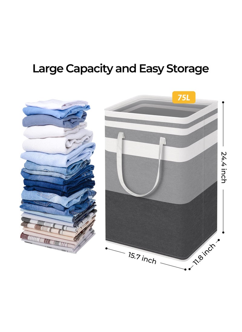 2 Pack Laundry Basket, Collapsible Laundry Bag with Easy Carry Handles, Freestanding Laundry Hamper for Clothes, Blankets, Cushions