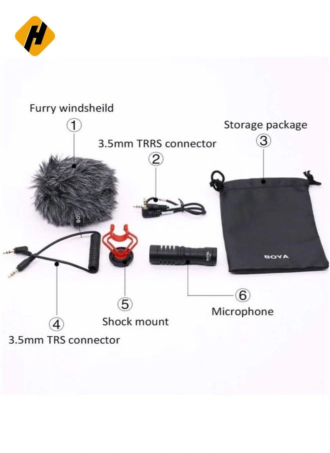 BY-MM1 Video Microphone Youtube Vlogging Facebook Livestream Recording Shotgun Mic For Smartphone/Cameras, Wireless 2.4 GHZ 100 Meter Microphone