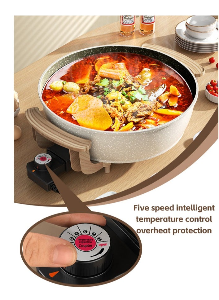 Electric Hot Pot Hotpot Pot Electric Cooker Shabu Shabu Pot 220V Non-Stick 6L BPA FREE Fondue Chinese Hot Pot