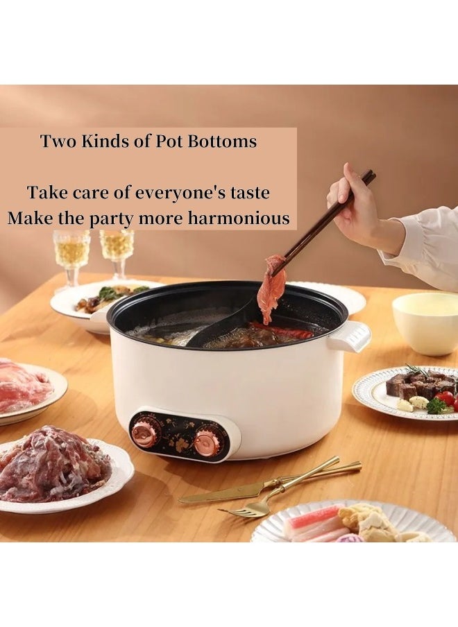 Electric Hot Pot Non-Stick Electric Cooker  5L Multifunctional Portable Pot for Cooking, 1000W Rapid Noodles Electric Pot, Non-Stick Frying Pans for Steak, Egg, Ramen, Oatmeal with Dual Power Adjustment