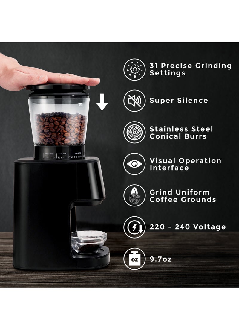 Coffee grinder made with 300 Watt 100% pure copper motor- Designed with Premium Quality food grade material - grinder machine with 31 grinding sizes for coffee beans, all types of spices