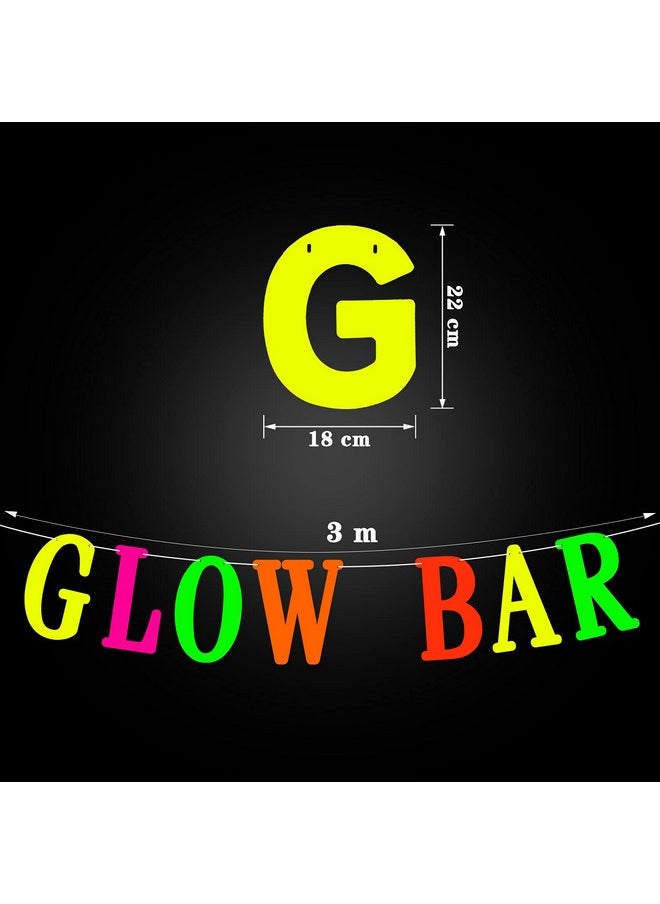 Glow Neon Party Supplies Glow Bar Banner Fluorescent Balloons Yellow Happy Birthday Cake Toppers Star Cupcake Toppers Fluorescent Table Tent Cards For Glow Birthday Party