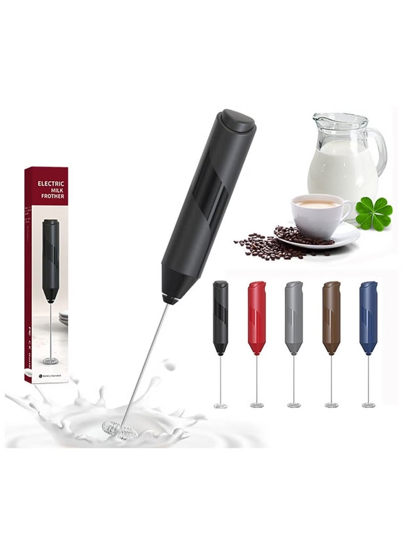 Handheld Milk Frother with Stand – Battery Operated Mini Electric Mixer for Coffee, Lattes, Cappuccinos, Matcha, and Hot Chocolate (Black)