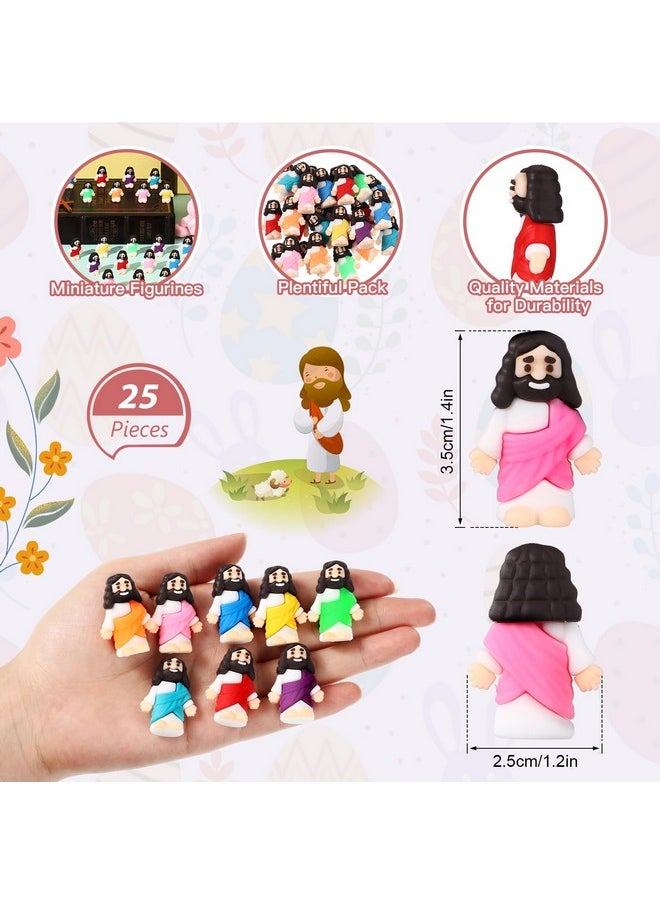 25 Pcs Little Jesus Figures Original Design Mini Rubber Jesus Toys To Hide And Seek Religious Party Favors Sunday School Baptism Gifts (Vibrant Color)