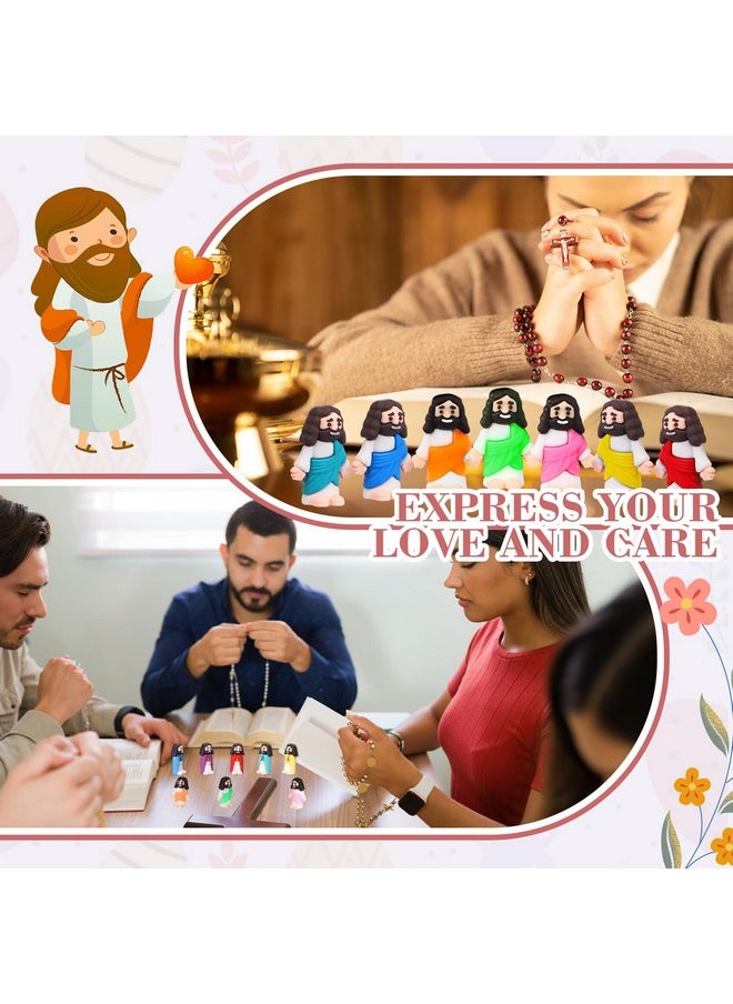 25 Pcs Little Jesus Figures Original Design Mini Rubber Jesus Toys To Hide And Seek Religious Party Favors Sunday School Baptism Gifts (Vibrant Color)