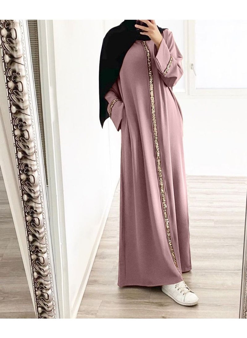 Muslim Women's Cardigan Robe Sequin Dress