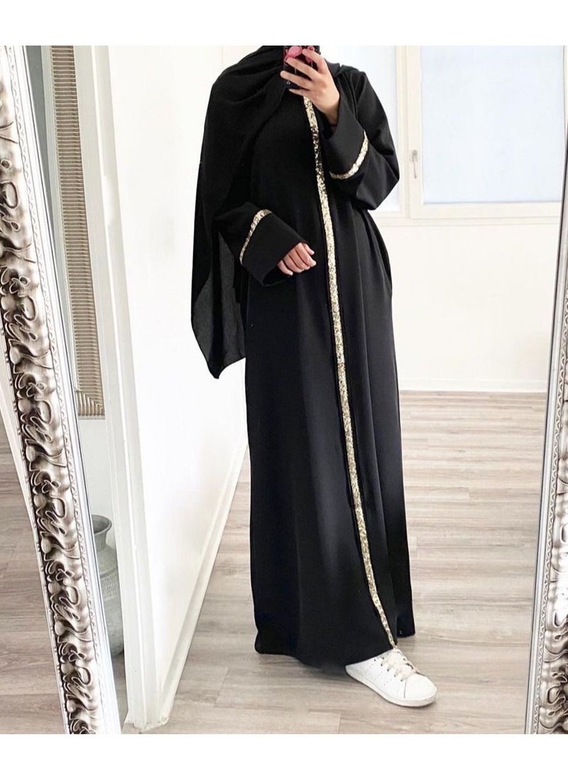 Muslim Women's Cardigan Robe Sequin Dress