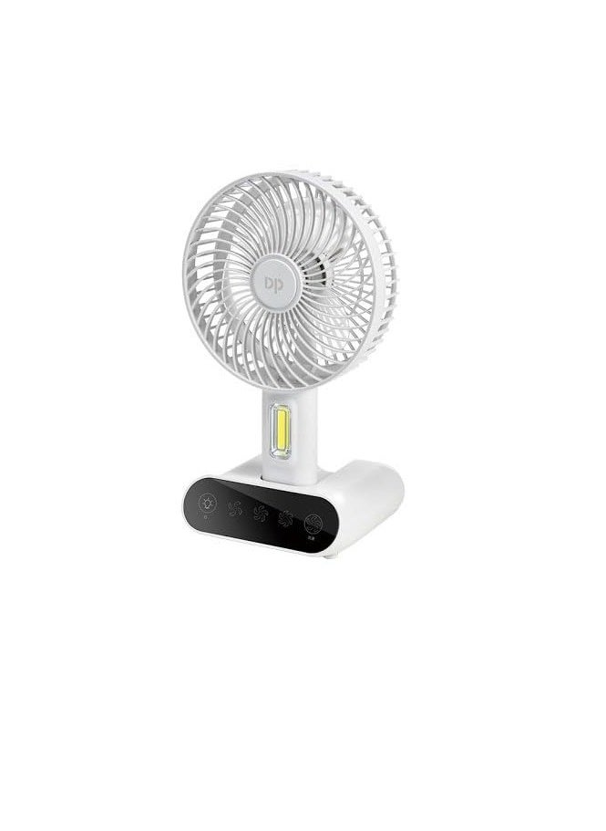 DR Portable USB Rechargeable Fan, 3 Speed Settings, 12 cm, White