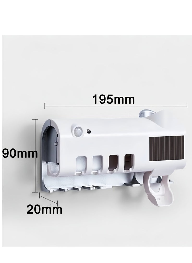 Toothbrush Holder Wall Mounted, Toothpaste Holder with Auto Toothpaste Dispenser,4 Toothbrush Slots for Bathroom Washroom