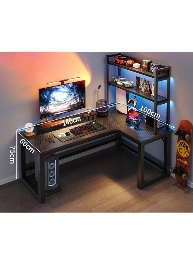 Computer and Multifunction Table Home Office Workstation with Storage Rack 140X100 cm (Right Corner)