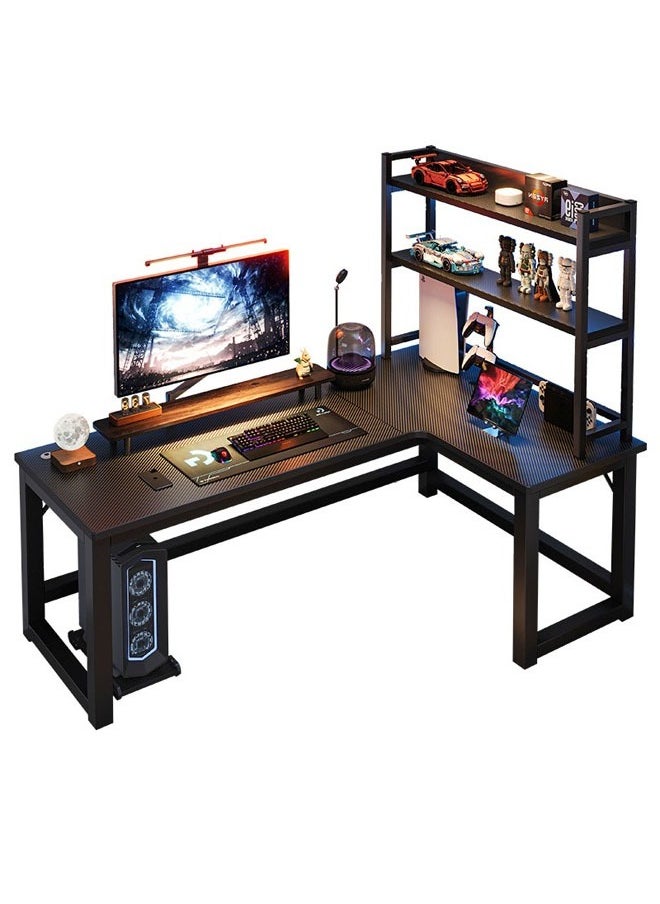 Computer and Multifunction Table Home Office Workstation with Storage Rack 140X100 cm (Right Corner)