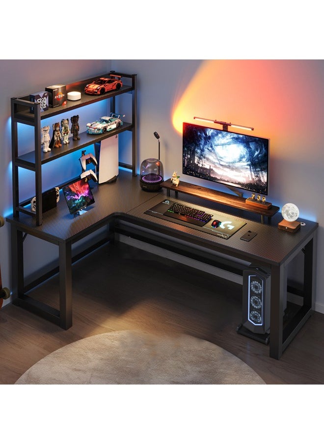 Computer and Multifunction Table Home Office Workstation with Storage Rack 140X100cm (Left Corner)