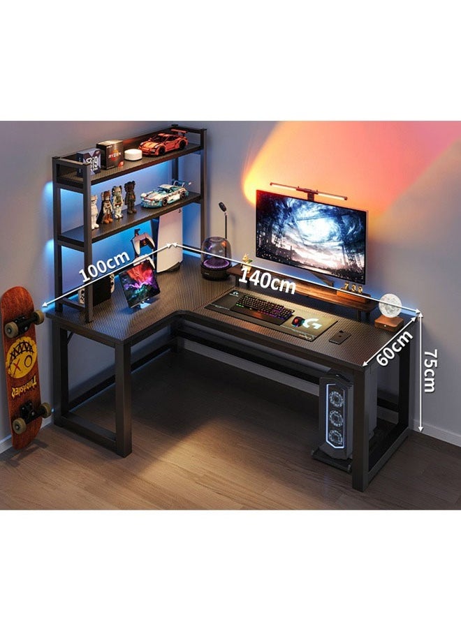 Computer and Multifunction Table Home Office Workstation with Storage Rack 140X100cm (Left Corner)